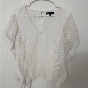 Jealous Tomato Cream Blouse with Textured Sheer Sleeves